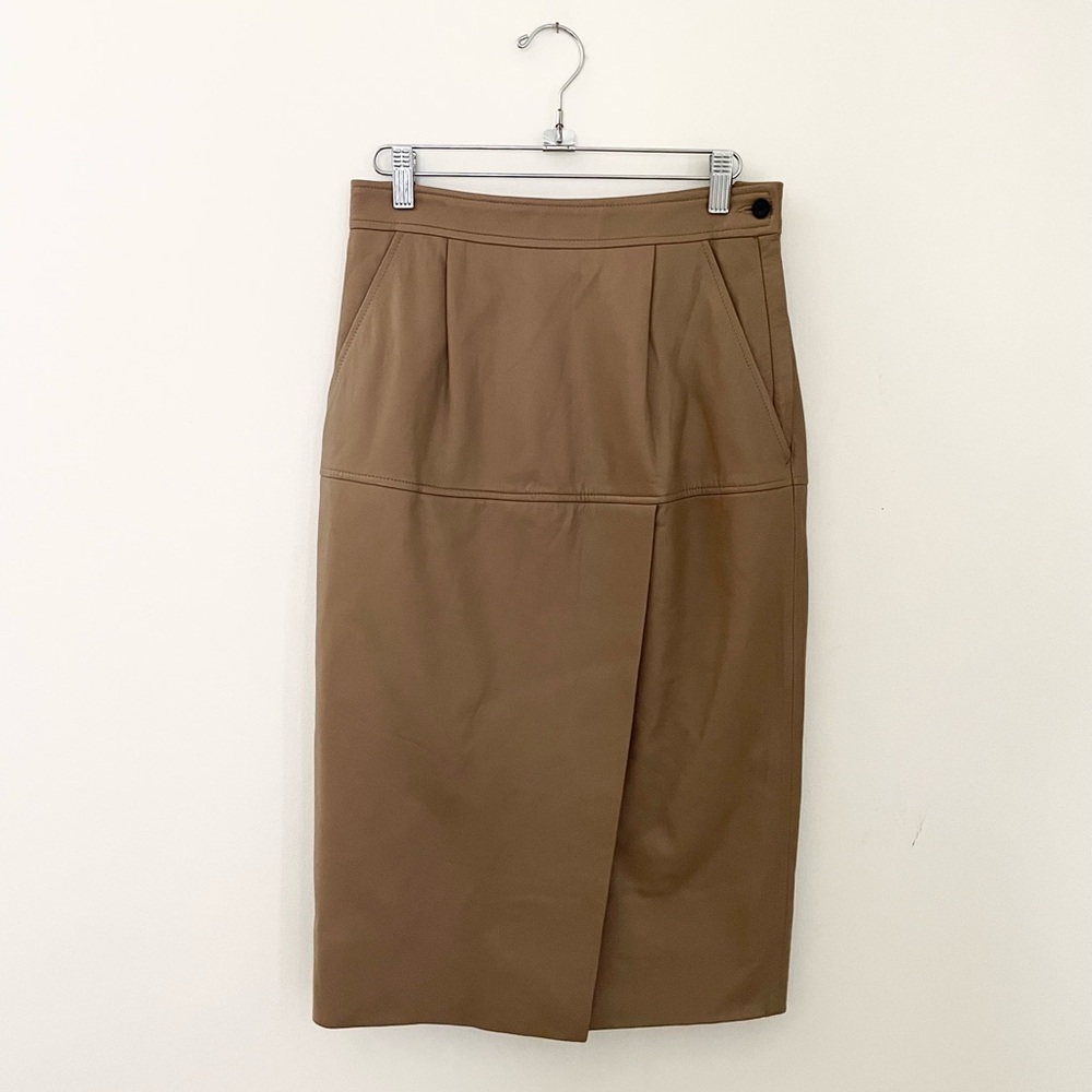 EQUIPMENT femme 100% tan leather skirt 4
